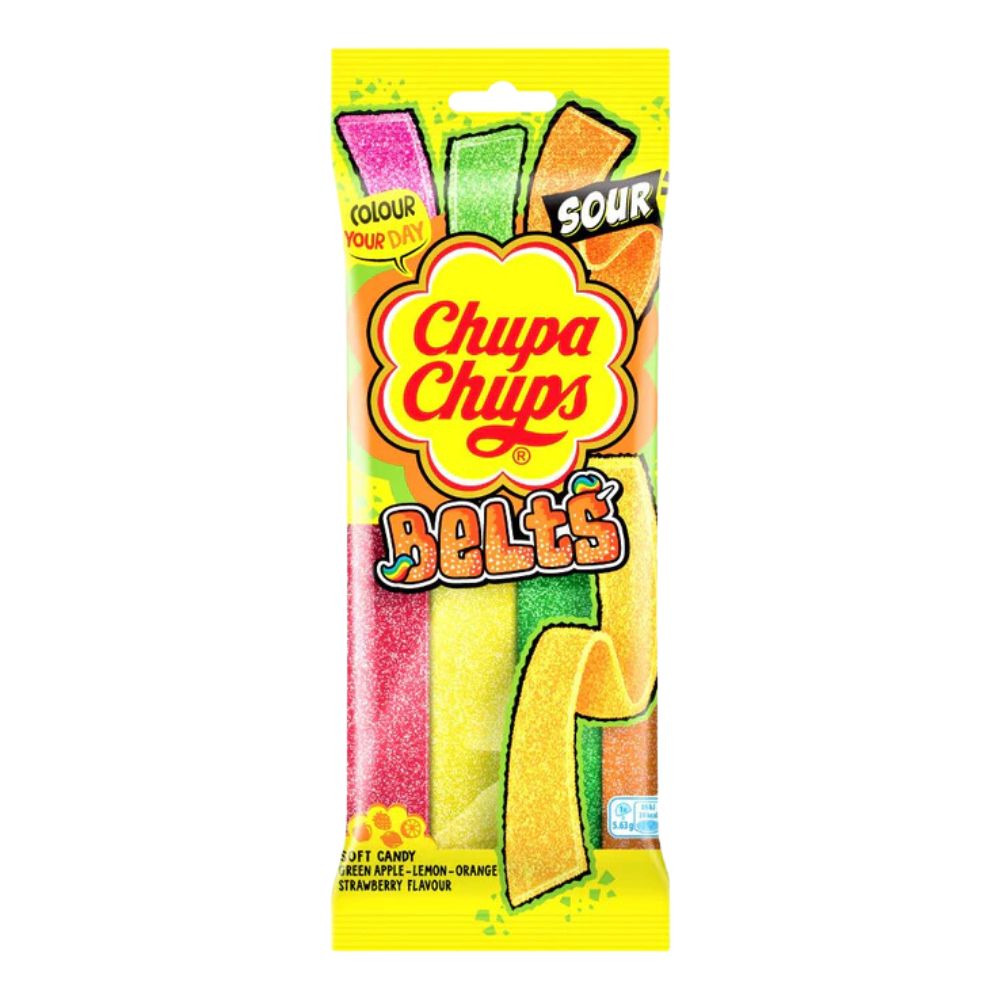 Confezione da 90g, caramelle aspre al gusto di frutta Chupa Chups.