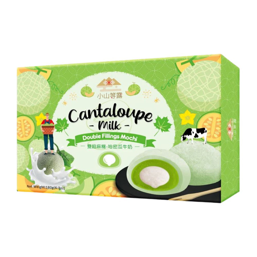Confezione da 180g, mochi al gusto di melone e latte Hill Mochi.