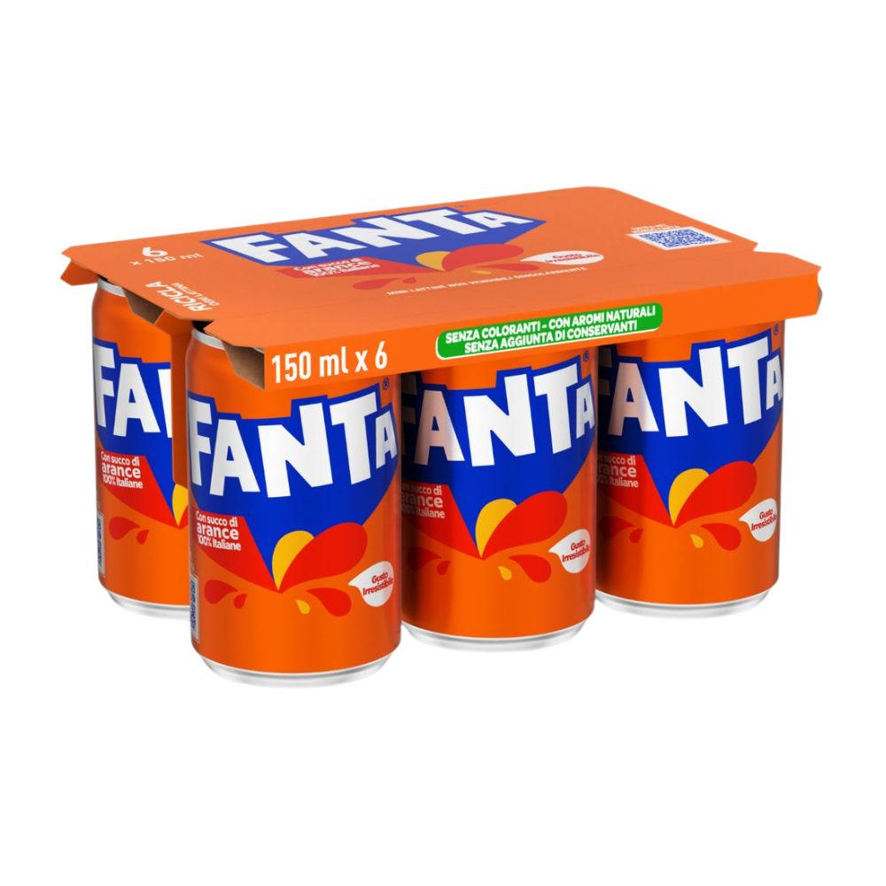 Confezione da 6, bevanda analcolica al gusto di arancia Fanta.