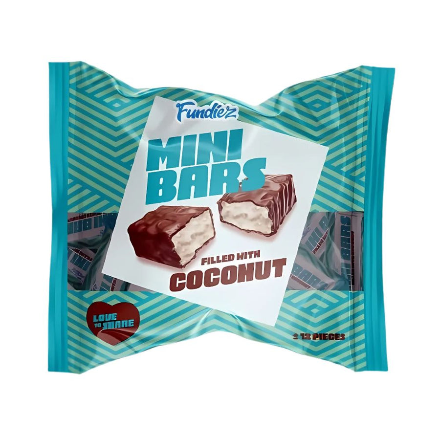 Confezione da 190g, barrette con cocco ricoperte di cioccolato Fundiez.