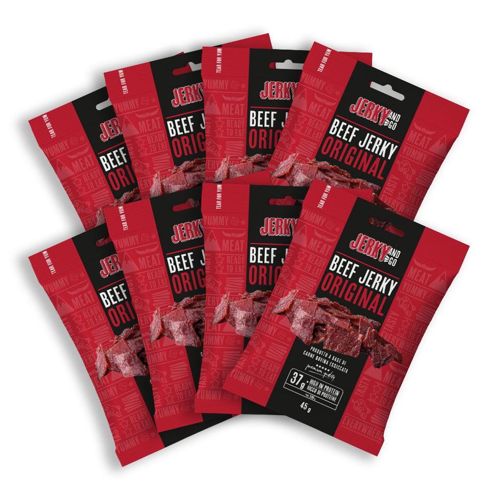 8 Jerky and Go Beef Jerky Original - 8 confezioni di carne secca di ...