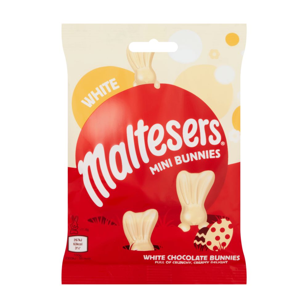 Confezione da 58g, cioccolato bianco con ripieno al malto d'orzo e pezzi croccanti Maltesers.