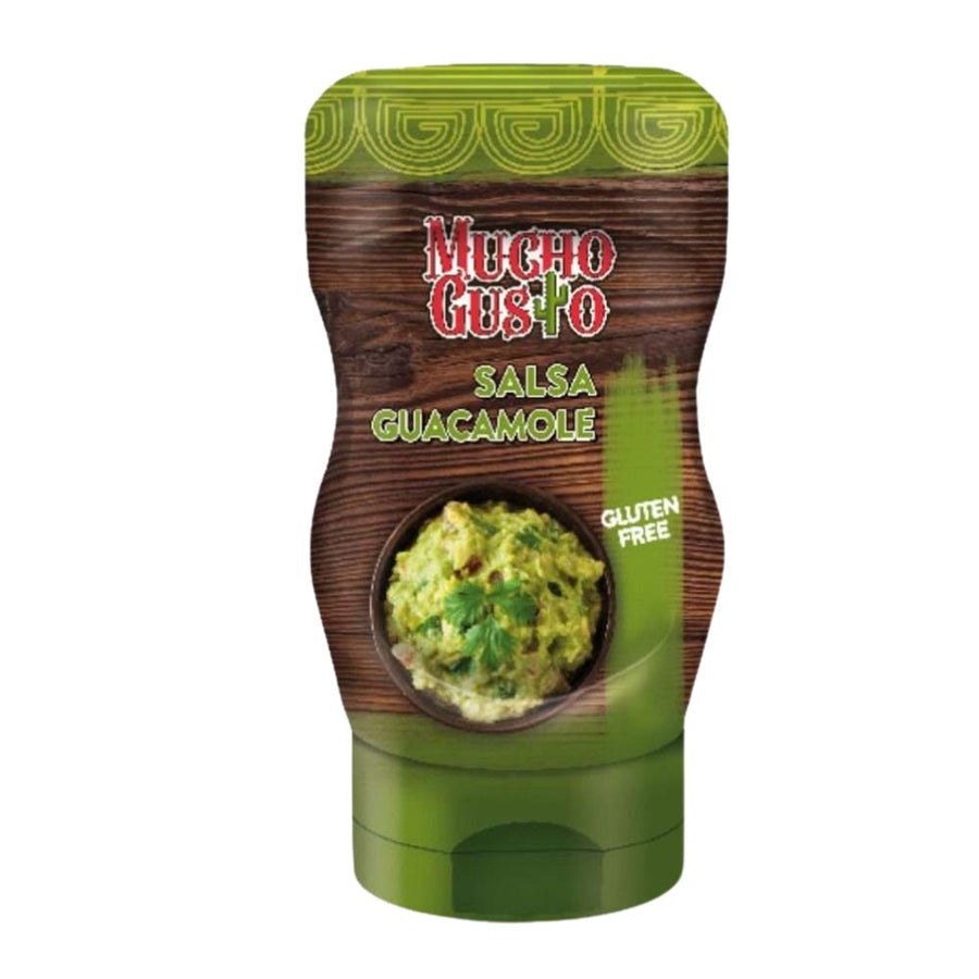 Confezione da 280g, salsa guacamole Mucho Gusto.