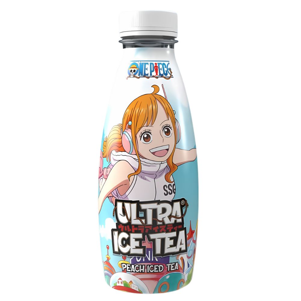 Confezione da 500ml tè nero con succo di pesca One Piece.