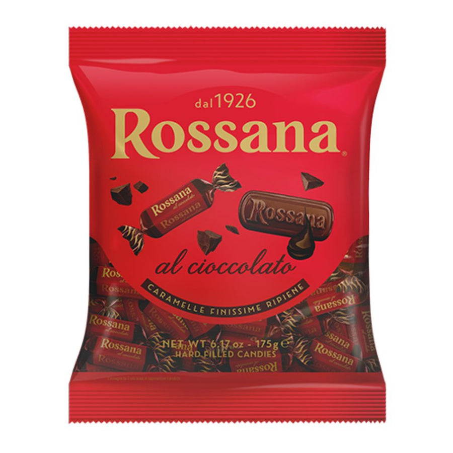 Confezione da 175g, caramelle ripiene al cioccolato Rossana.