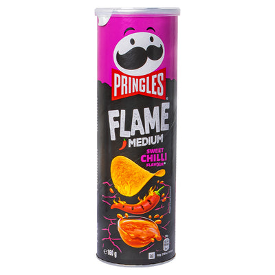 Confezione da 160g di patatine al gusto di peperoncino dolce Pringles Flame Sweet Chili