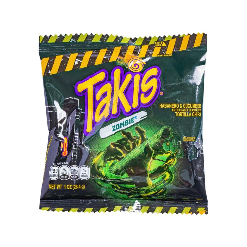 Takis Zombie tortilla di mais fritto gusto peperoncino e cetriolo da