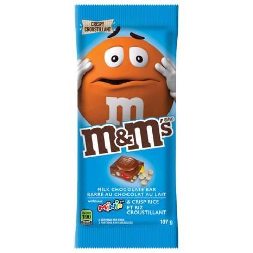M&M's Milk Chocolate Bar with Minis and Crisp Rice, barretta al cioccolato al latte con m&m's e riso soffiato da 107.7g (2029341114465)