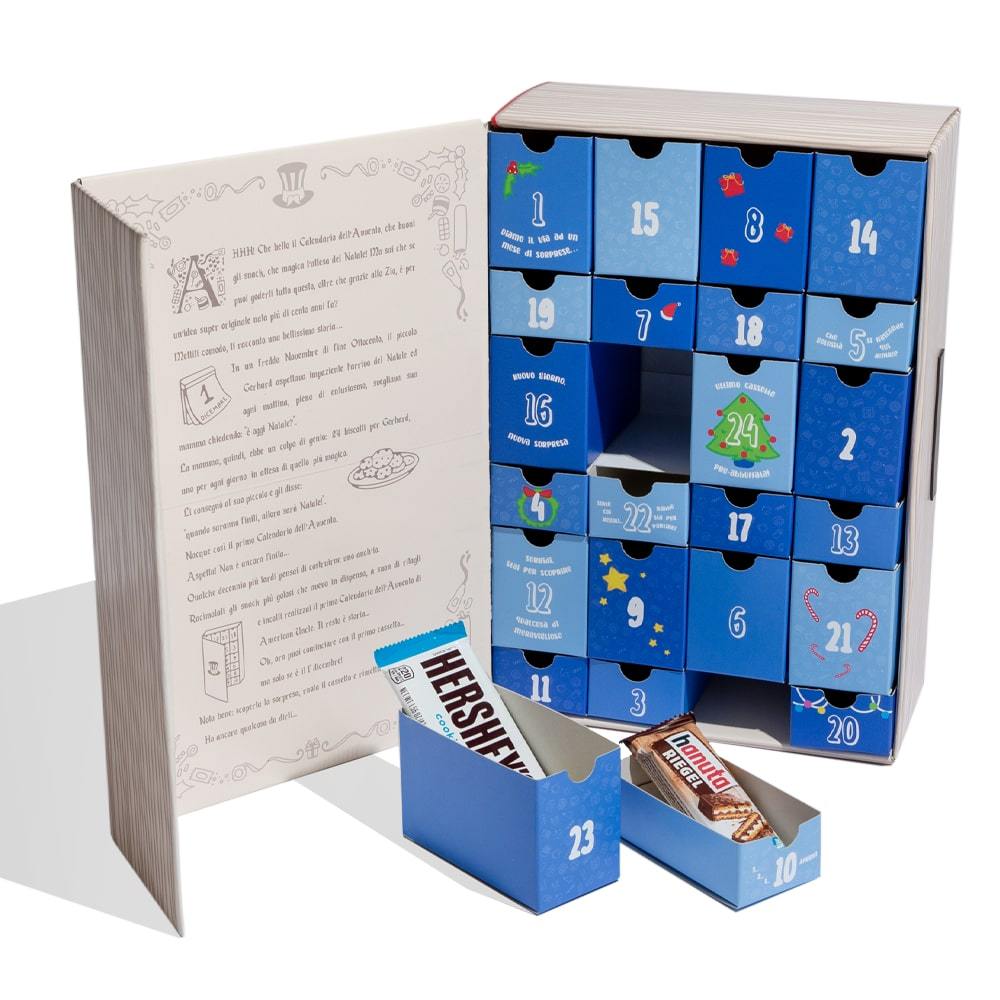 Calendario dell'Avvento + Candy bag, scatola da +24 snack dolci e salati a sorpresa e Candy bag con caramelle gommose