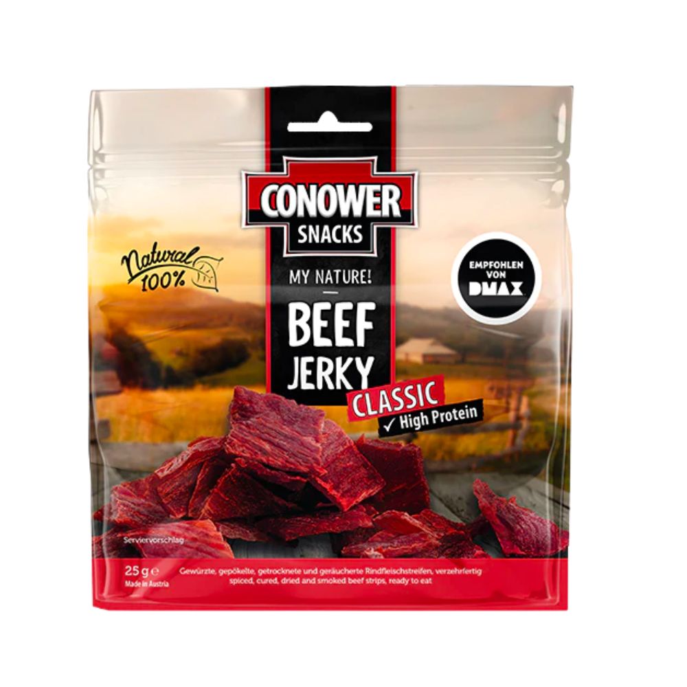 Conower Snacks Beef Jerky Classic - carne di manzo essiccata da 25g ...