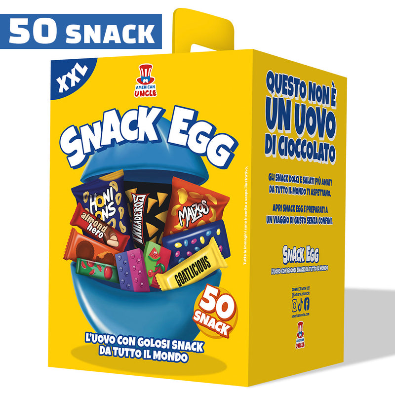 American Uncle Snack Egg XXL, uovo da 50 snack dolci e salati