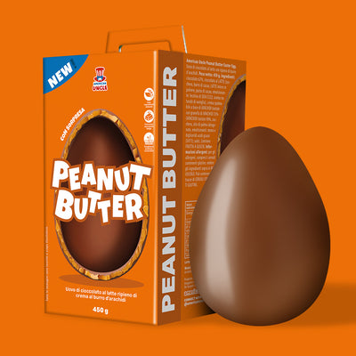 American Uncle Peanut Butter Easter Egg, uovo di Pasqua di cioccolato al latte ripieno di crema al burro d'arachidi da 450 g