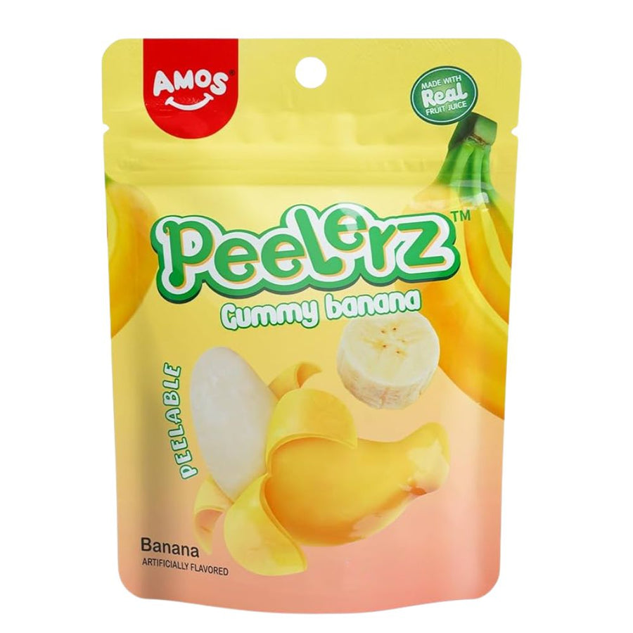 Confezione da 65g, caramelle gommose al gusto di banana Amos.