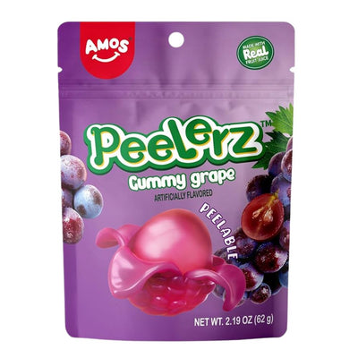 Confezione da 65g, caramelle gommose al gusto di uva Amos.
