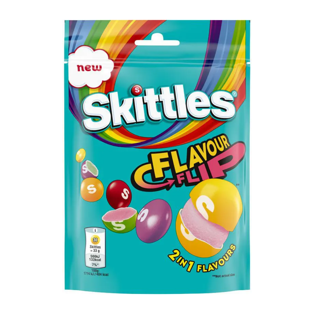 Skittles Flavour Flip, caramelle dal doppio gusto alla frutta da 136gr