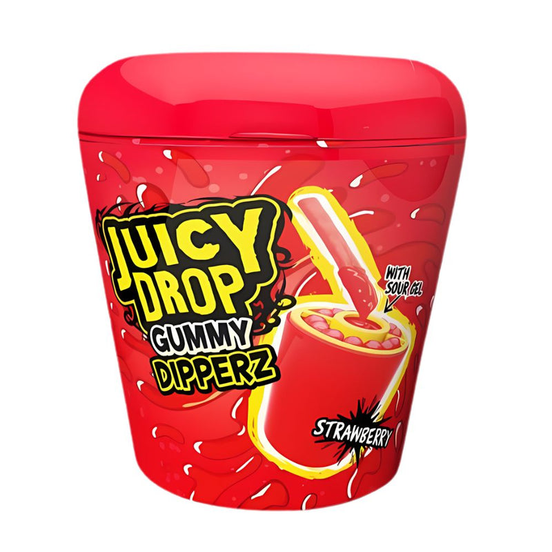 Bazooka Juicy Drop Gummy Dipperz Strawberry, caramelle gommose e gel al gusto di fragola da 96g