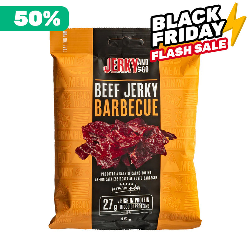 Jerky and Go Beef Jerky Barbecue, carne secca di manzo al gusto barbecue da 45g