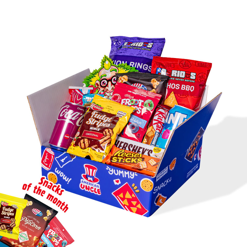 Snack box da almeno 20 prodotti internazionali: dolce, salato e bevande