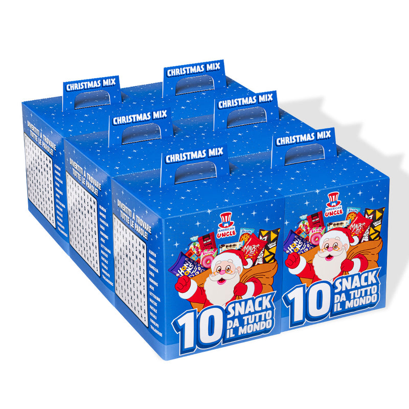 6x Christmas Mix, confezione di 10 snack internazionali dolci e salati a sorpresa