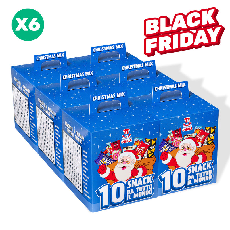 6x Christmas Mix, assortimento di 10 snack internazionali dolci e salati a sorpresa