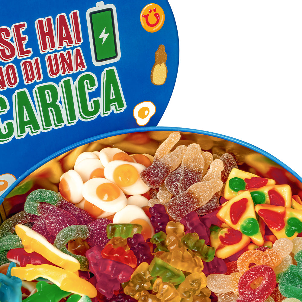 Wunnie Bucket "Apri se hai bisogno di una ricarica", latta di caramelle gommose da comporre con i tuoi gusti preferiti - 3 kg
