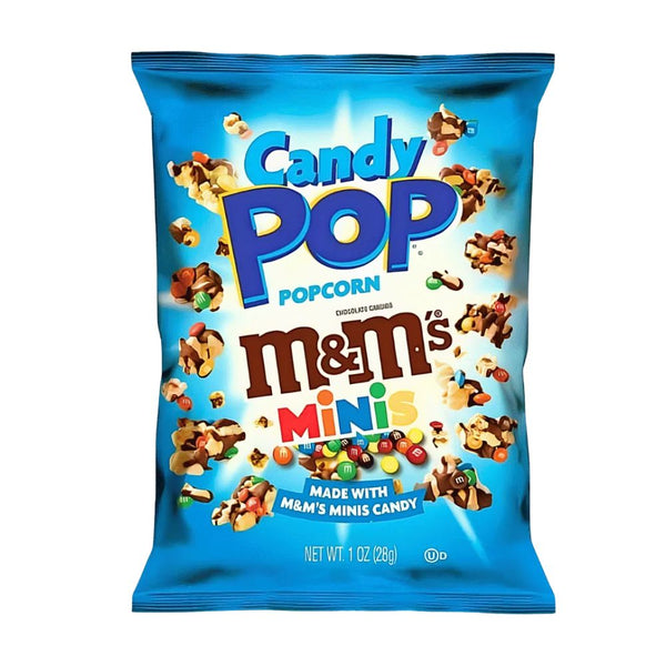Candy Pop Popcorn M&M's Minis, popcorn ricoperti di cioccolato e M&M's mini da 28g