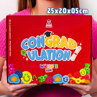 Wunnie box "Congradulation", scatola di caramelle gommose da comporre con le preferite del laureato