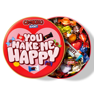 Ciokko Bucket “You make me happy”, latta di cioccolatini da 1 kg da comporre con i gusti preferiti della tua metà