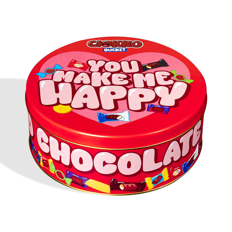 Ciokko Bucket “You make me happy”, latta di cioccolatini da 1 kg da comporre con i gusti preferiti della tua metà