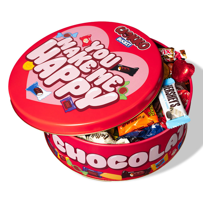 Ciokko Bucket “You make me happy”, latta di cioccolatini da 1 kg da comporre con i gusti preferiti della tua metà