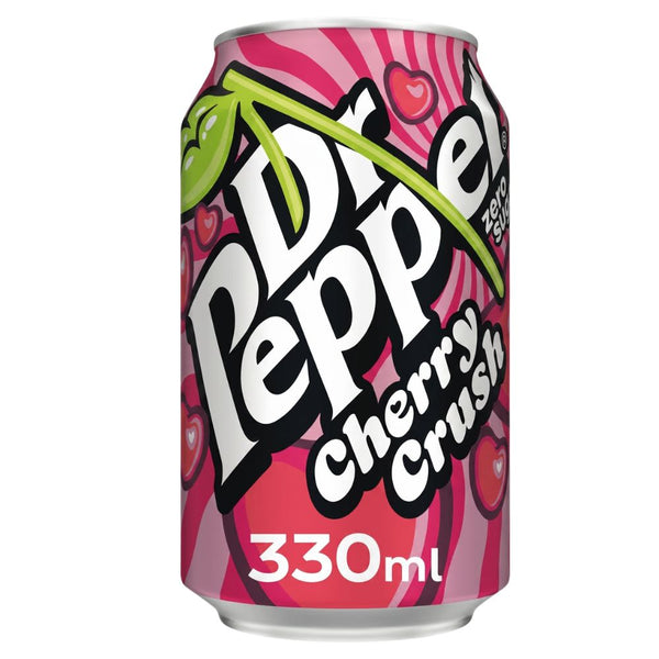 Dr Pepper Zero Cherry Crush, bevanda gassata senza zuccheri al gusto di ciliegia da 330ml