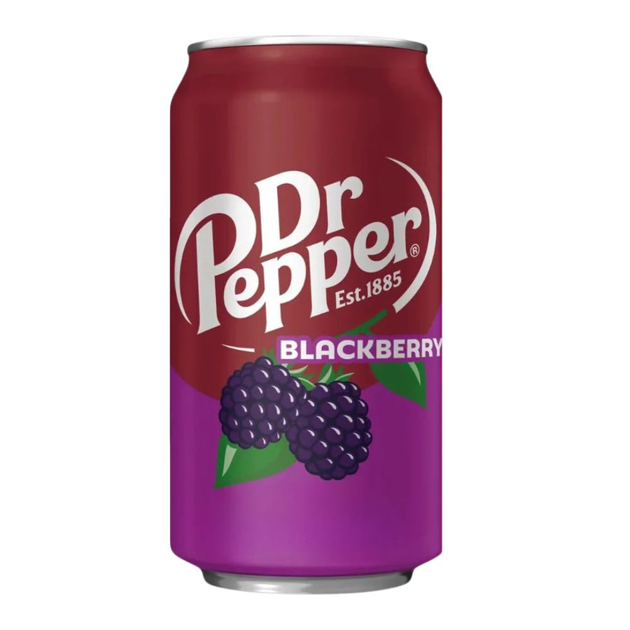 Confezione da 355ml, bevanda gassata al gusto di mora Dr. pepper.