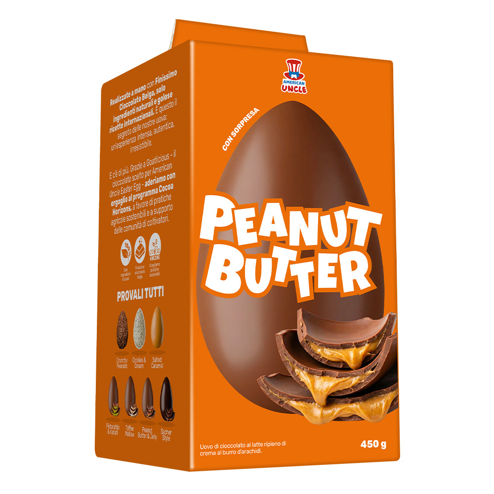 Uovo di Pasqua di cioccolato da 300g ripieno di burro d'arachidi, American Uncle Peanut Butter Egg