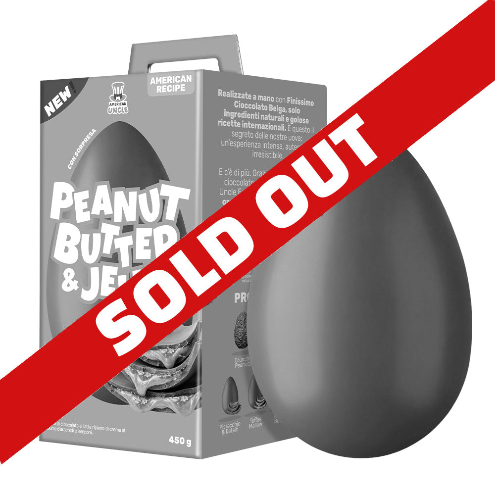 AU Peanut Butter & Jelly Easter Egg, uovo di Pasqua di cioccolato al latte ripieno di crema al burro d’arachidi e lamponi da 450 g
