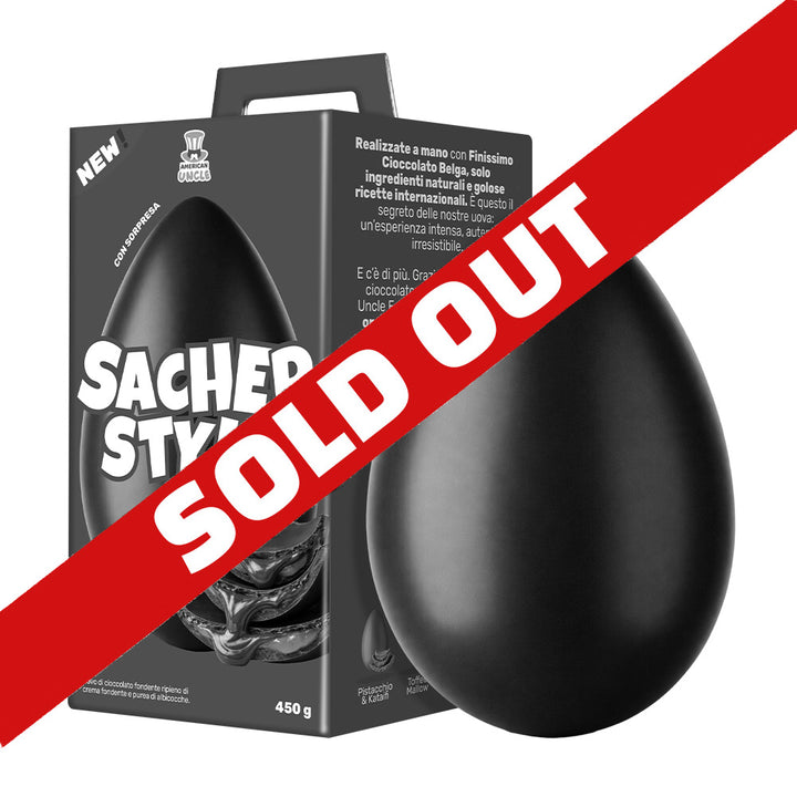 AU Sacher Style Easter Egg, uovo di Pasqua di cioccolato fondente ripieno di crema fondente e purea di albicocche da 450 g