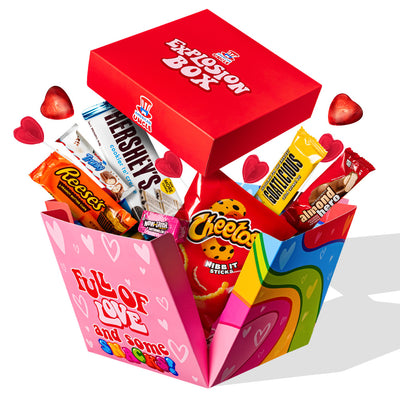 Explosion box “Love”, scatola regalo esplosiva con 20 snack dolci e salati a sorpresa