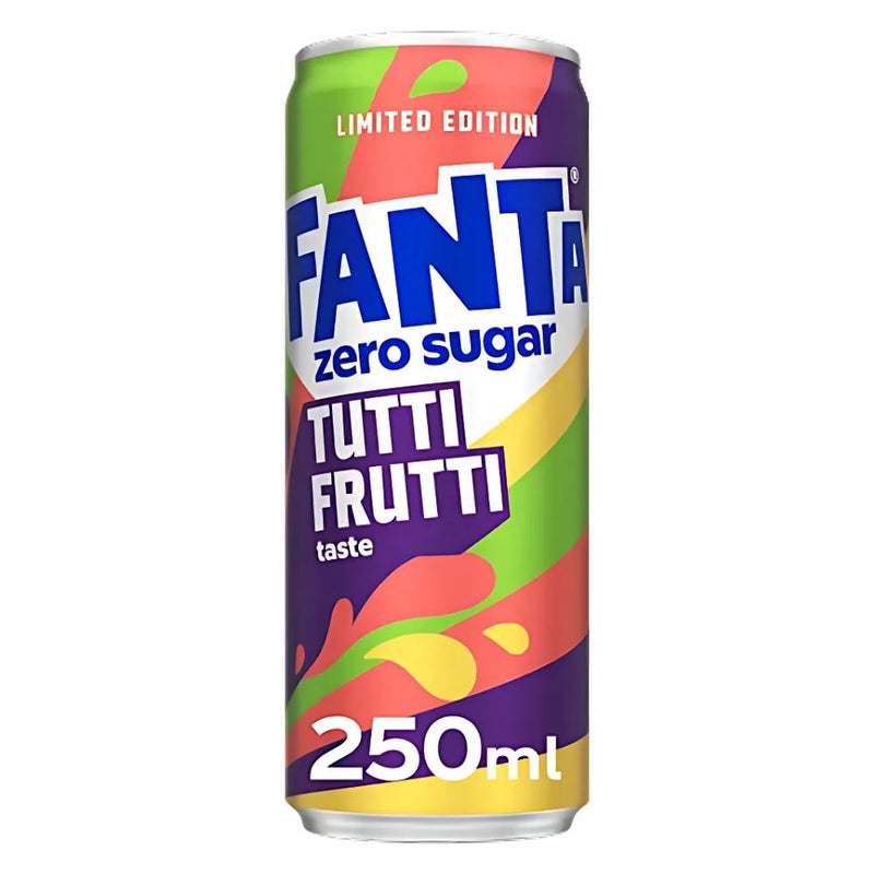 Confezione da 250ml, bevanda analcolica al gusto tutti frutti Fanta.