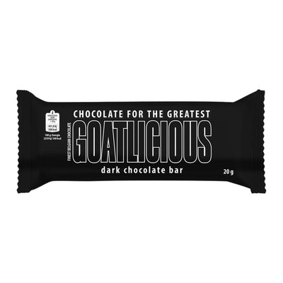 Confezione da 20g, tavoletta di cioccolato fondente GOATLICIOUS.