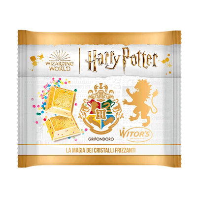 Confezione da 50 tavoletta di cioccolato bianco con popping candy Harry Potter.