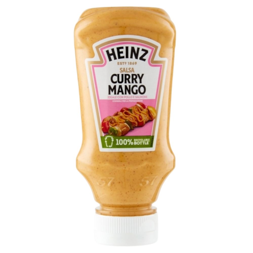 Confezione da 225g, salsa cremosa al curry e mango Heinz.