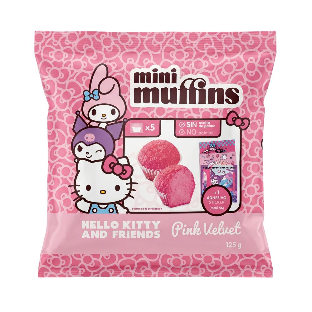 Hello Kitty & Friends Mini Muffins Pink Velvet, 5 mini muffin da 125g