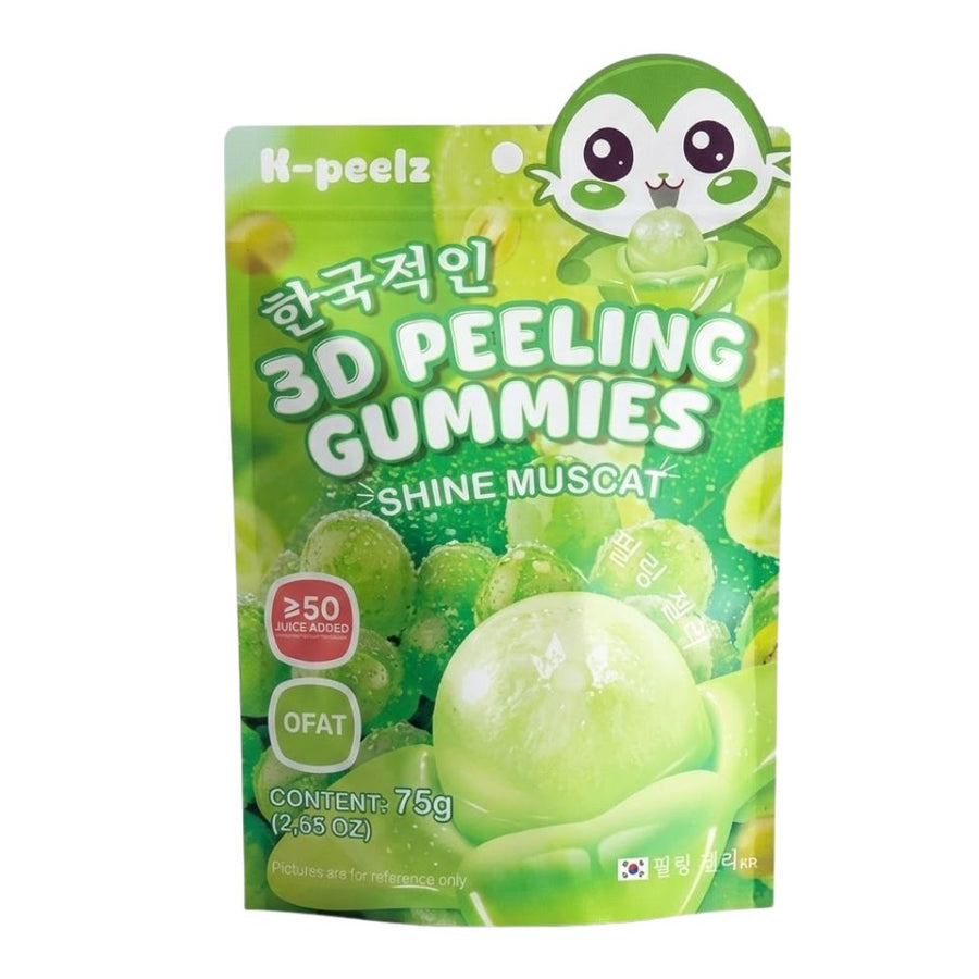 K-peelz 3D Peeling Gummies Shine Muscat, caramelle gommose al gusto di uva da 75g.
