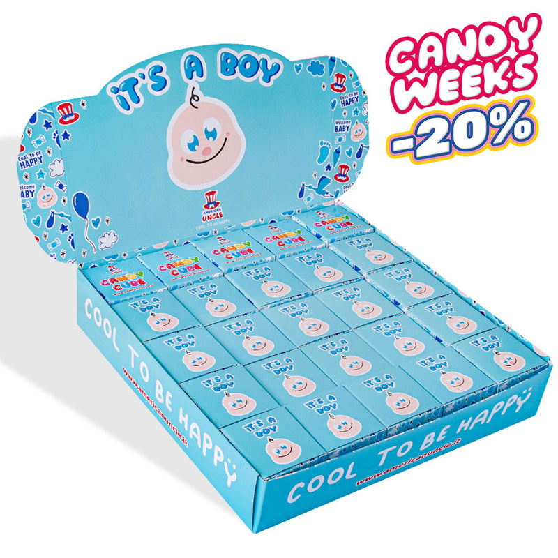 Candy Cube Kit “It’s a boy”, scatoline di caramelle gommose da 50g ideali per il baby shower o nascita (25, 50 o 75 pz)