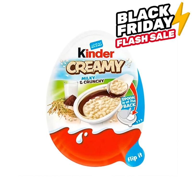 Kinder Creamy Milky & Crunchy, cioccolato kinder con crema al latte e riso soffiato da 19g