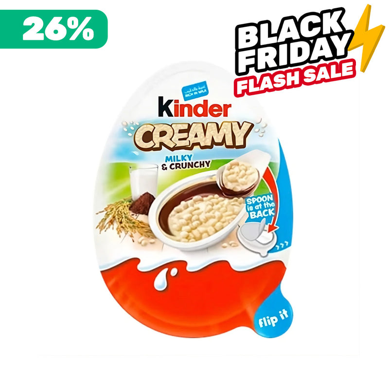 Kinder Creamy Milky & Crunchy, cioccolato kinder con crema al latte e riso soffiato da 19g