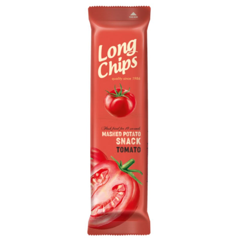 Confezione da 75g, patatine al gusto di pomodoro Long Chips.