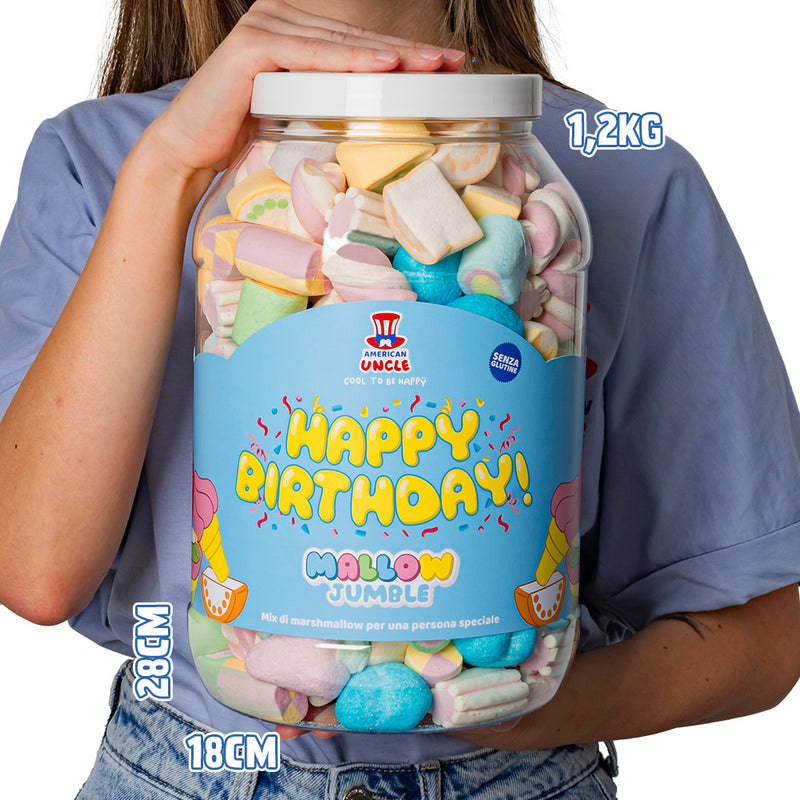 Marshmallow compleanno assortito, allegro e goloso per bambini, tante  immagini divertenti con i personaggi amati dai bambini.