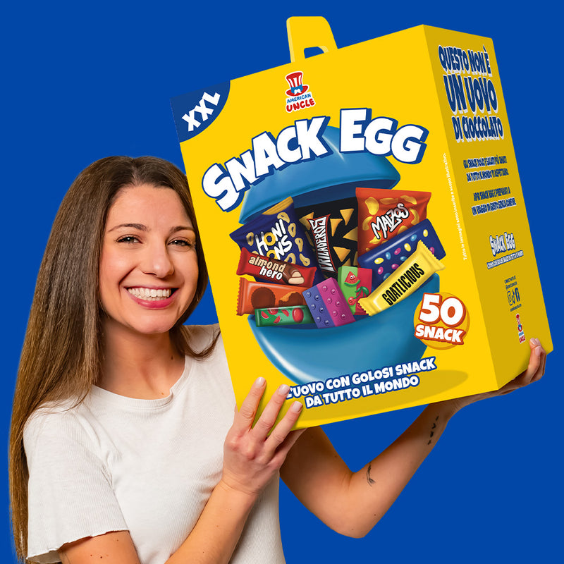 American Uncle Snack Egg XXL, uovo da 50 snack dolci e salati