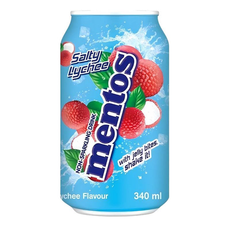 Confezione da 340ml, bevanda al gusto di lychee Mentos.