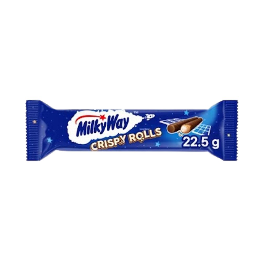 Milkyway Crispy Rolls, wafer con ricoperte di cioccolato al latte da 22,5g.